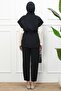 Black Zippered Vest and Pants Set - 5