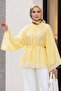 Hakim Collar Belted Lined Spanish Sleeve Oversize Lyocell Tunic - Yellow