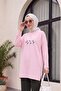 Daisy Embroidered Round Neck Combed Cotton Tunic - Pink