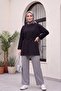 Round Neck Tie-Waist Combed Cotton Tunic - Black - 4