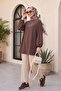 Round Neck Tie-Waist Balloon Sleeve Tunic - Light Brown - 4