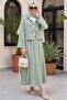 Tie-Front Skirted Crinkle Suit - Water Green - 3