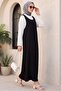 High Collar Long Sleeve Blouse Dabıl Crepe Gilet Set - Black - 3