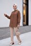 Sleeve Cuff Draped Oval Cut Shirt -Tan - 3