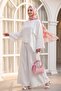 Oversized Linen Suit with Cape Sleeves, Laced Trousers, Lined Stripes -White - 5