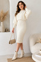 Women's Ribbed Knit Crop Sweater & Midi Dress Set - 3