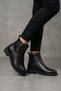 Women's Victor Black Leather Zipper Detailed Short Ankle Boots - 4