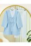 Double Lace Front Honeycomb Pattern Kimono - Baby Blue - 6