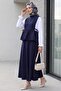 Shirt Detailed Side-Tie Dabıl Set with Ruffled Skirt - Dark Blue - 3