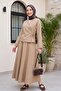 Wool Effect Winter Suit with Lace-Up Front Skirt - Mink - 3
