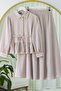 Ruffled Buttoned Drawstring Waist Skirt Set - Taupe