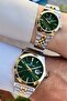 Dial Green Strap Gold Silver Color Gift Packaged Lover Couple Wristwatch - 5