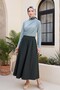 Half Throat Drawstring Sandy Blouse -Mint - 4