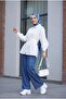 Wide Leg Elastic Waist Lace Detailed Jeans - Dark Blue - 5