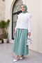 Elastic Waist Double Pocket Poplin Flared Skirt - 4