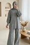 Soft Knitwear Sweater with Side Slits and Pompoms - Gray