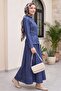 Round neck, crossed waist, lace-up skirt, tencel suit - navy - 5