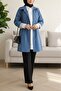 Araboy Summer Trench Coat with Folded Sleeves and Tunnel Laces - Indigo