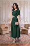 Black Watermelon Sleeve Midi Length Dress - 3