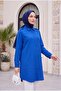 Oval Cut Long Shirt with Hidden Buttons -Saks