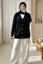 Buttoned Front Bearded Loose Knit Cardigan - Black
