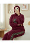 Scuba Suit with Leopard Figure and Patterned Trousers - Burgundy - 3