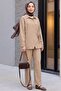 Cross-Buttoned, Side-Tied Wool Effect Suit - Mink