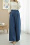 Half Elasticated Double Pocket Wide Leg Jeans - Dark Blue
