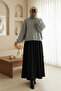 Knitted Patterned High Neck Sweater - Gray