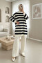 Bicycle collar side striped knit tunic -black