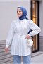 Thick Striped Buckle Belted Shirt - Light Blue