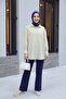 Classic Collar Buttoned Oval Cut Shirt - Stone - 3
