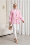 Linen Shirt with Ruffle Front and Sleeves - Pink - 3
