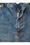 Regular Waist Pocketed Buttoned Straight Leg Cotton Denim Trousers - Straight Fit Jean - 7