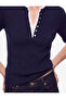 Regular Fit Short Sleeve Layered Henley Collar Buttoned Knitwear Sweater - 3