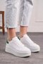 Daily Women's White Green Sneaker Lace-Up Lightweight Thick High-Sole Sports Shoes 065 - 7