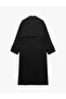Classic Collar Long Gabardine Trench Coat with Pockets, Belt, and Double Breasted Sleeves - 5