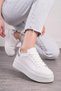 Daily White Glitter Women's Sneaker Lace-Up Light Thick High-Sole Walking Sports Shoes 065 - 6