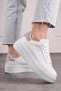 Daily White Glitter Women's Sneaker Lace-Up Light Thick High-Sole Walking Sports Shoes 065 - 4