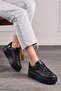 Casual Black Women's Lace-up Light Thick High-Sole Walking Sneakers 065 - 2