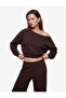 Long Sleeve Three Thread Asymmetric Boat Neck Off Shoulder Sweatshirt - 2