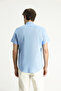 Short Sleeve Slim Fit Slim Fit Patterned Sports Linen Blended Shirt - 4