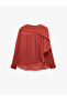 Long Sleeve Shawl Detailed Round Neck Oversize Chiffon Blouse - 5