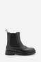 Women's Genuine Leather Elastic Side Strap Casual Boots Yestin Black - 3