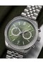 San Diego 44mm Men's Watch with Pistachio Green Dial, Steel Band, Calendar, and Chronograph Appearance