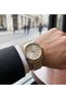 Men's Wristwatch 42 mm Double Color Steel Band Classic Quartz Watch with Calendar