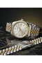 Men's Wristwatch 42 mm Double Color Steel Band Classic Quartz Watch with Calendar - 2