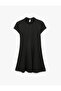 Krep Scuba Slim Fit A-Line High Neck Lace Detailed Short Sleeve Mini Dress - 5