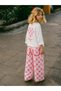Balloon Pants Heart Printed Seasonal Oversized Girls' 2-Piece Set - Pink - 2