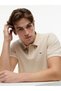 Men's Brand Logo Cream Polo Neck T-Shirt Suitable for Daily Use - 2